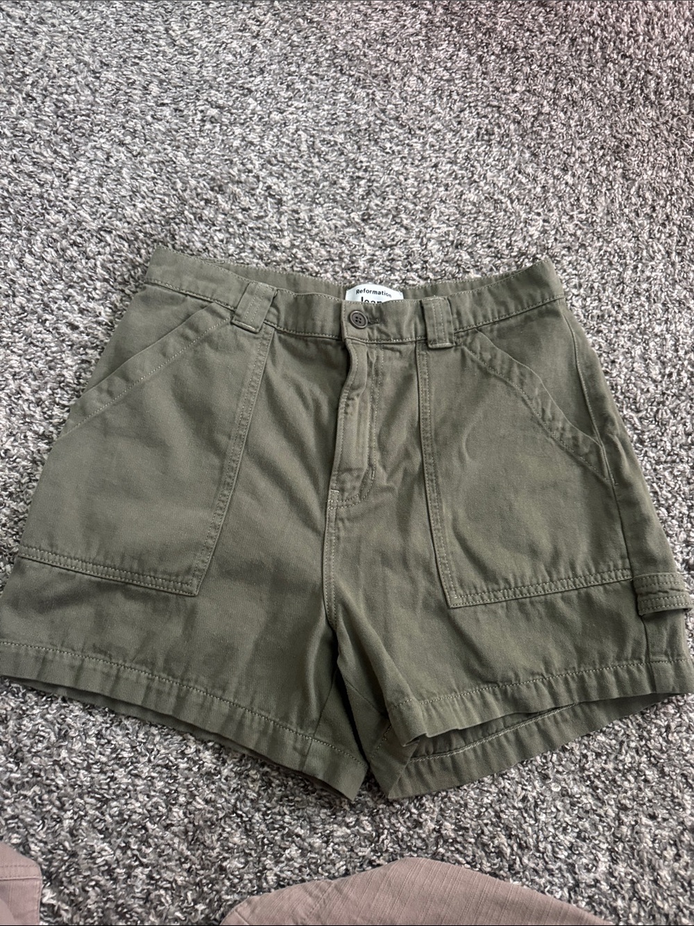 Reformation Olive Green Women's Utility Shorts